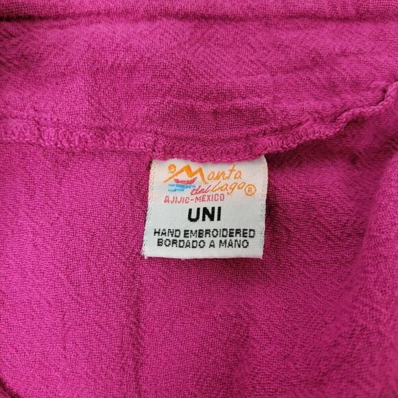Manta Del Lago Pink 100% Cotton V-neck Poncho Style Top  Crochet One Size. - Picture 4 of 8